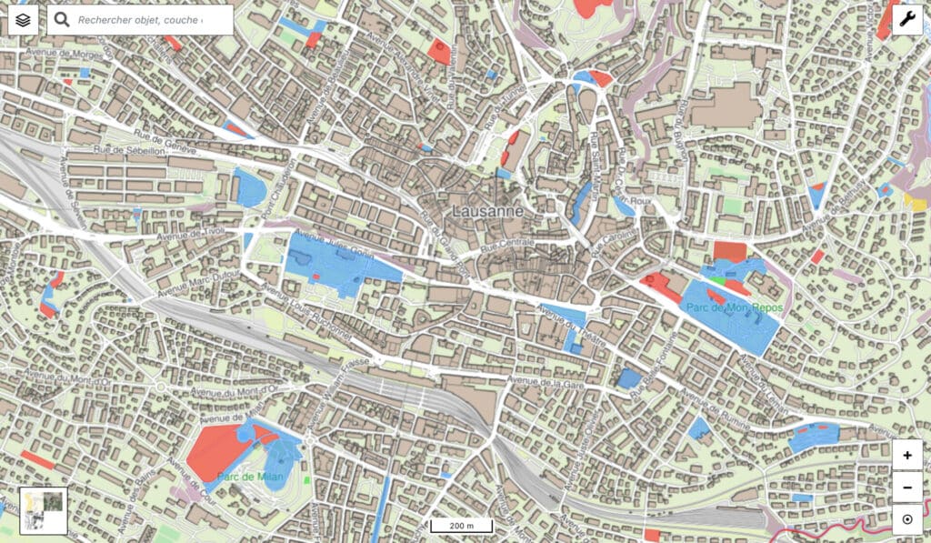Carte Lausanne zones chiens