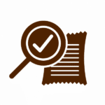 Icône vérification document marron.