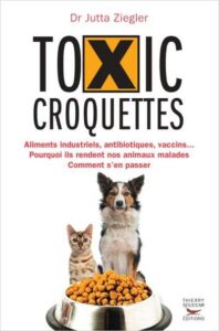 Couverture du livre "Toxic Croquettes" avec chien et chat.